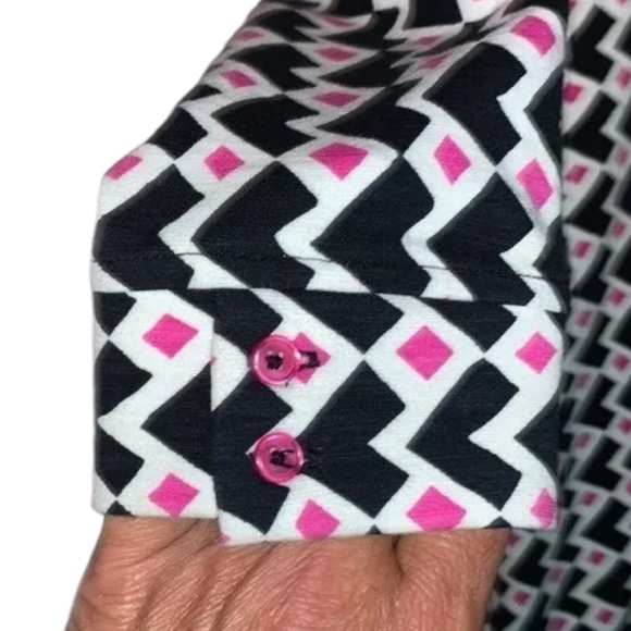NWOT Hatley of London Black White Pink Geometric Dress Size Large Long Sleeve - Picture 12 of 13